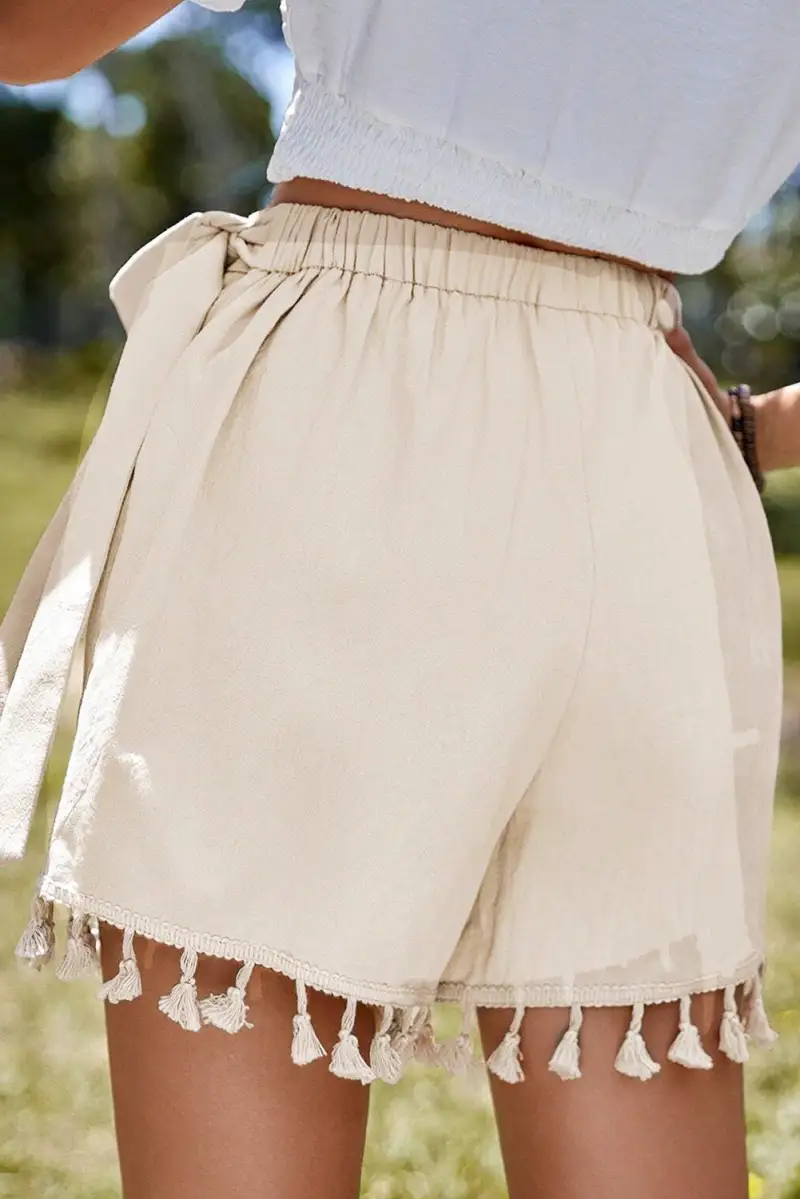 Tassel Trim Wrap Knot Side Bohemian Style Mini Skort
