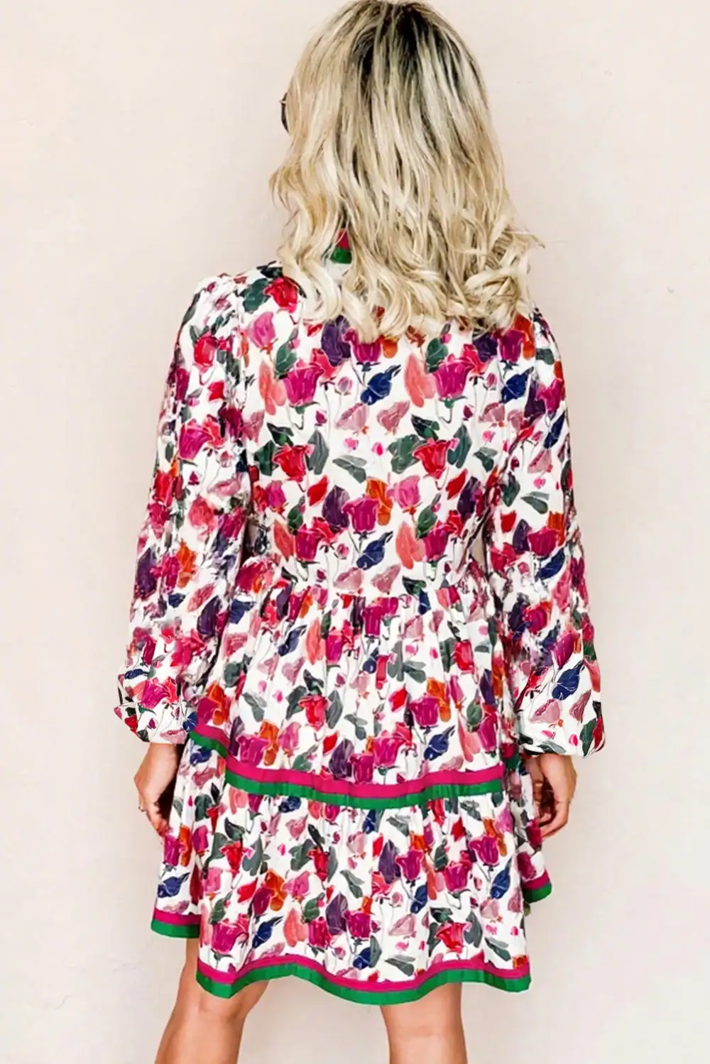 Finish Floral Striped Long Sleeve Mini Dress
