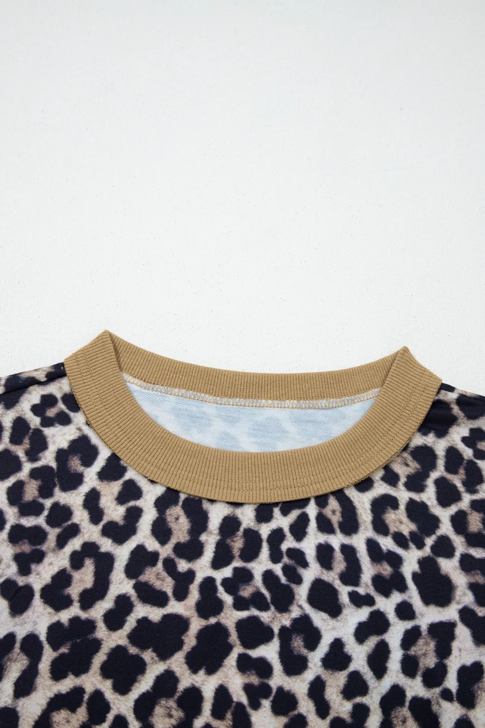 Brown Leopard Print Block Patchwork Top