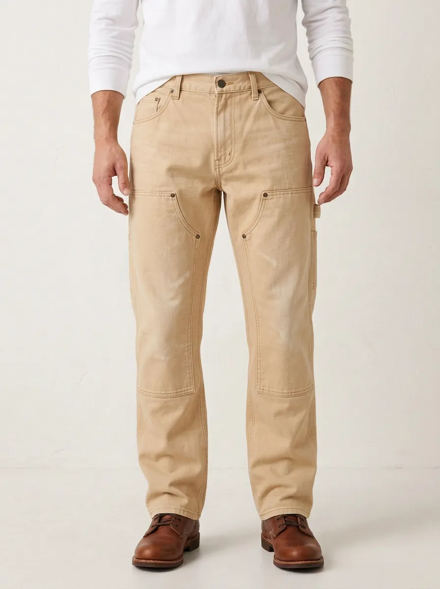 Workwear Double Knee Washed Jeans