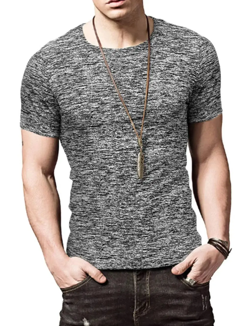 Button Detail Crew Neck Tee