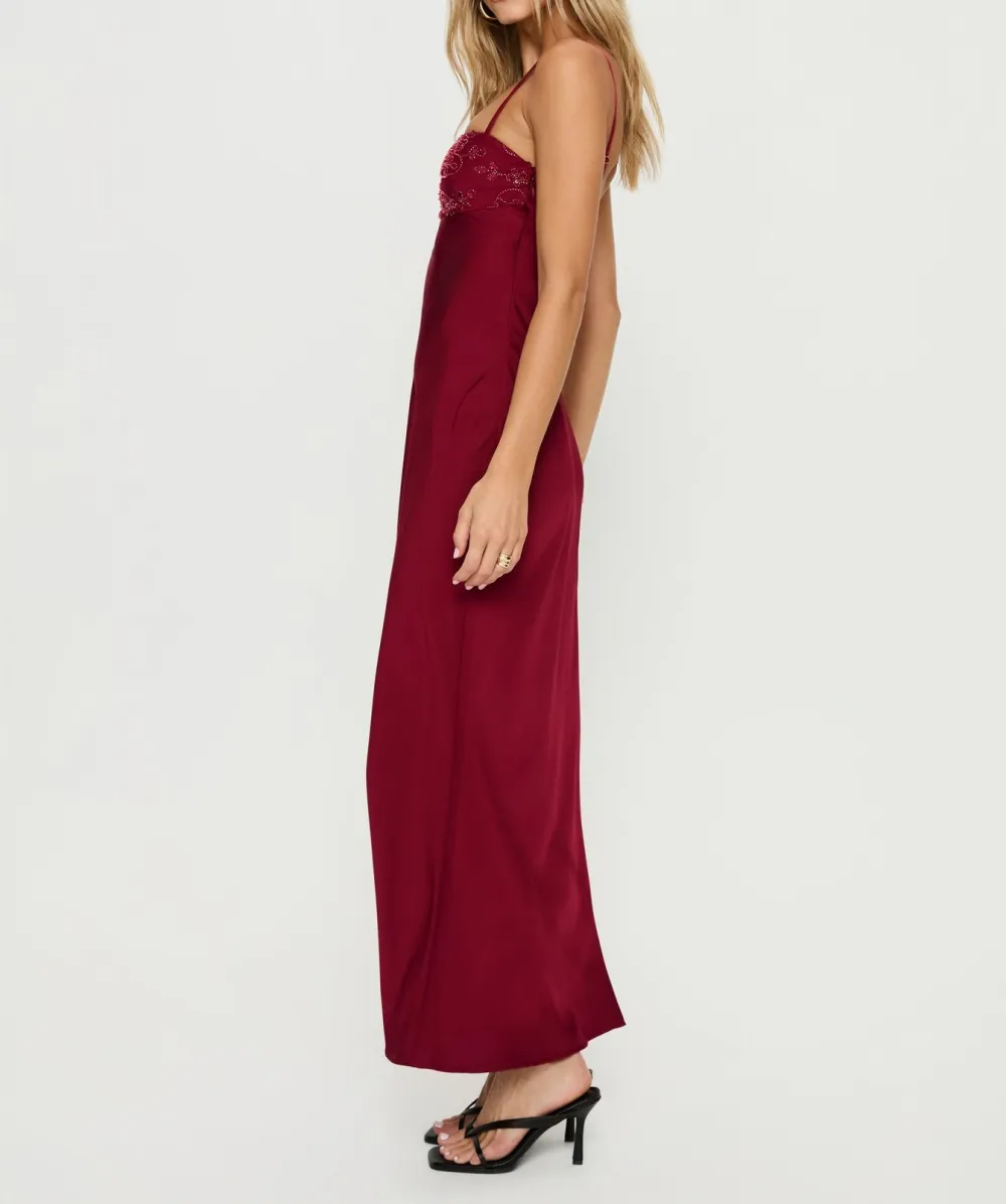 Tie Back Satin Look Maxi Dress