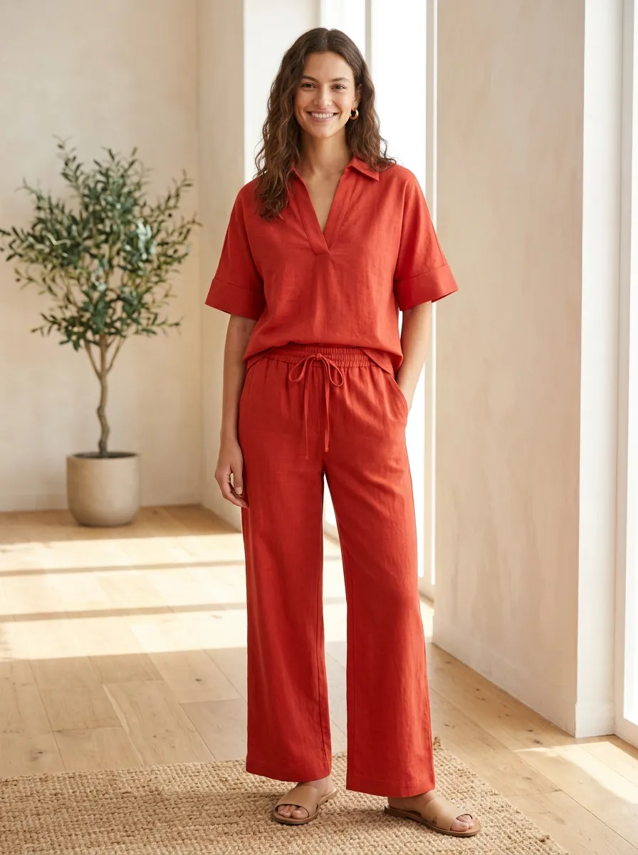 Classic Relaxed Women's V-Neck Casual Lounge Set