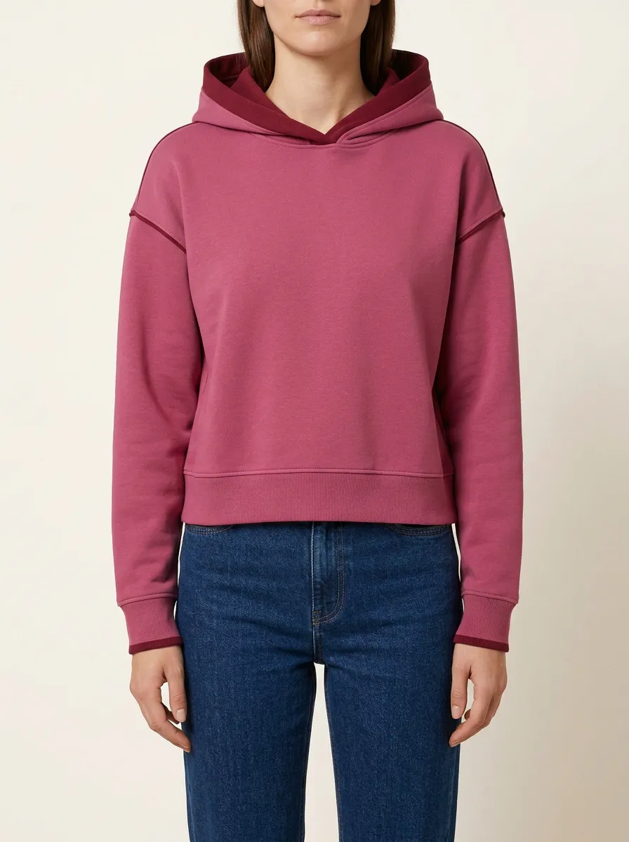 Women's Two-Tone Boxy Drop-Shoulder Pullover Hoodie