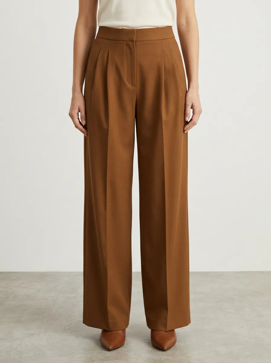 Modern Shape Pleated Wide-Leg Trousers