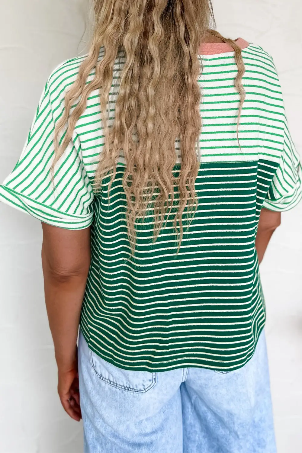 Striped Contrast Relaxed T Shirt