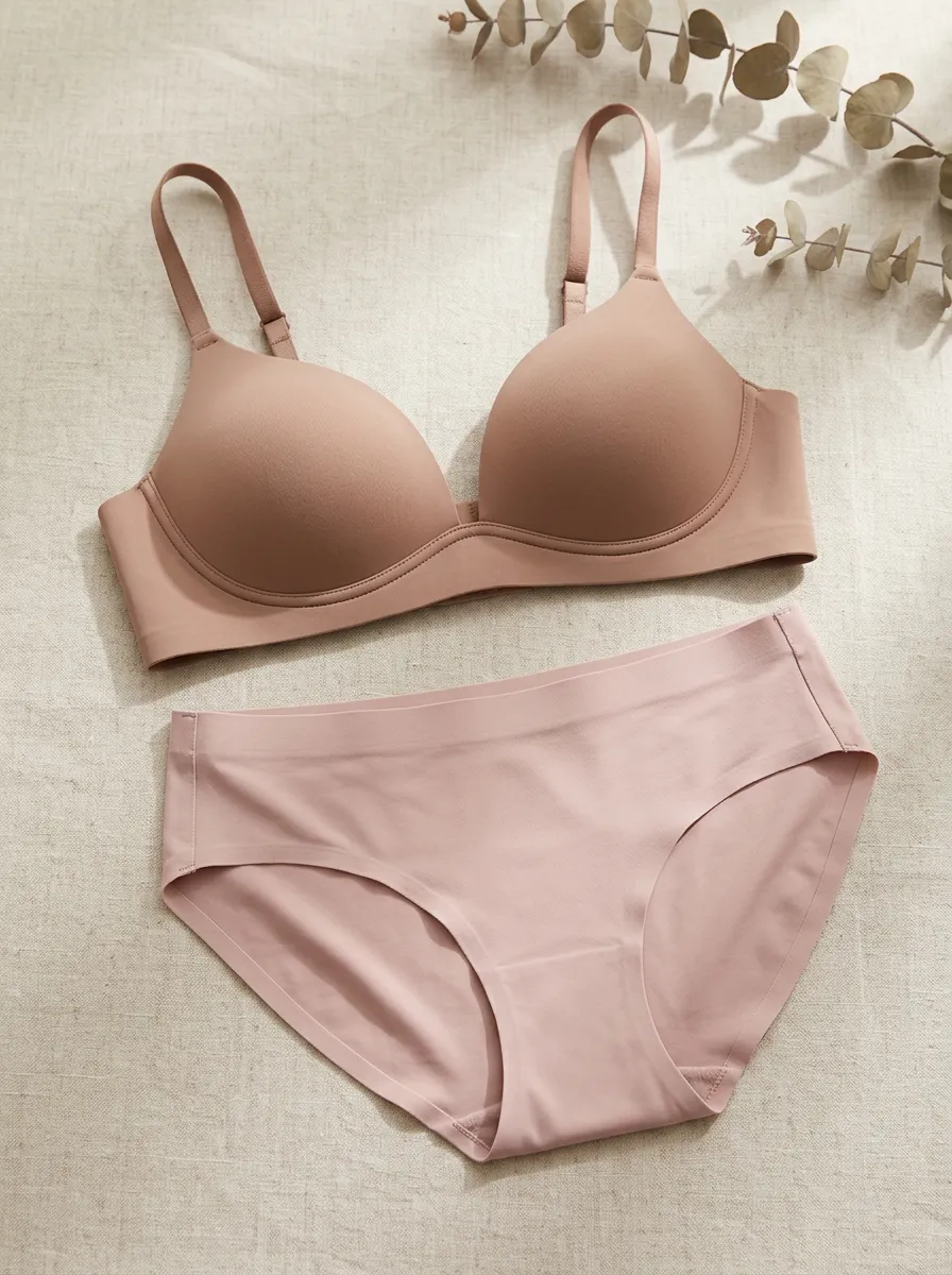Women's Minimalist Seamless Solid Seamless Lingerie Set