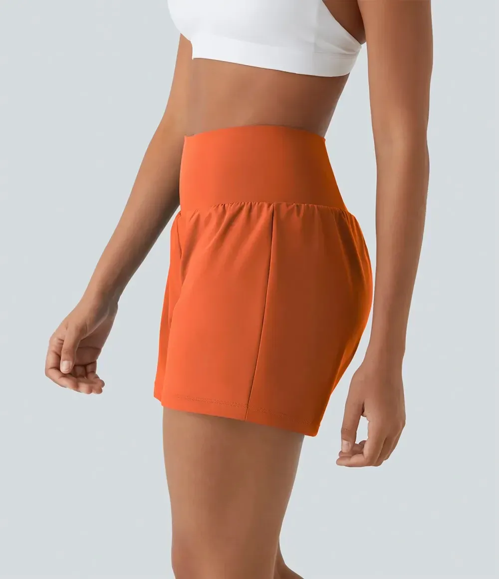 2026🔥 UK Super High Waisted Back Pocket & Side Hidden Pocket 2-in-1 Yoga Shorts