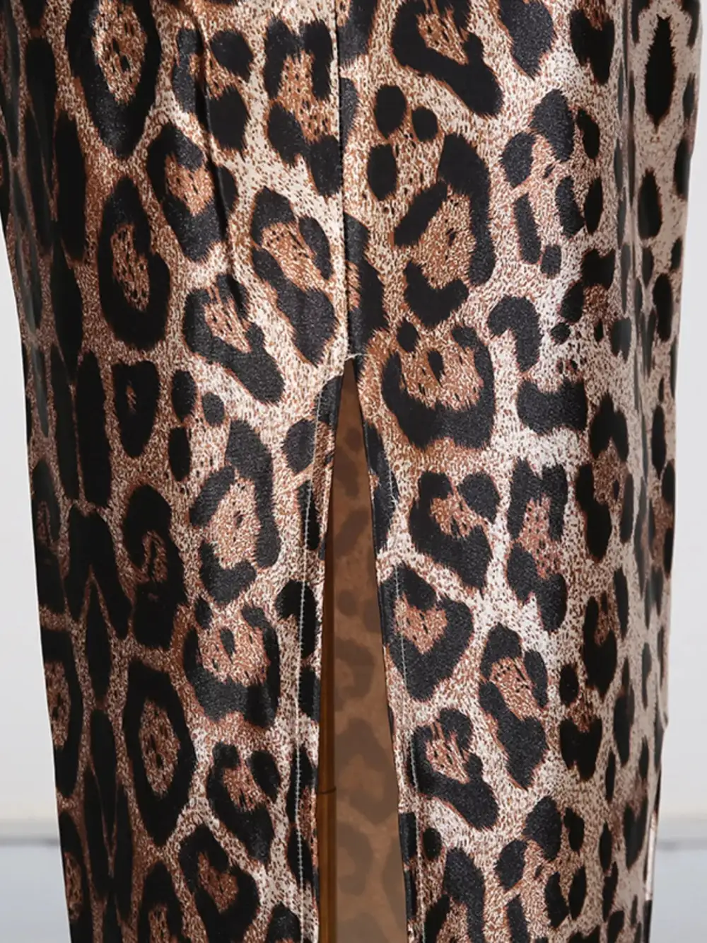 Animal Print Slit Midi Dress