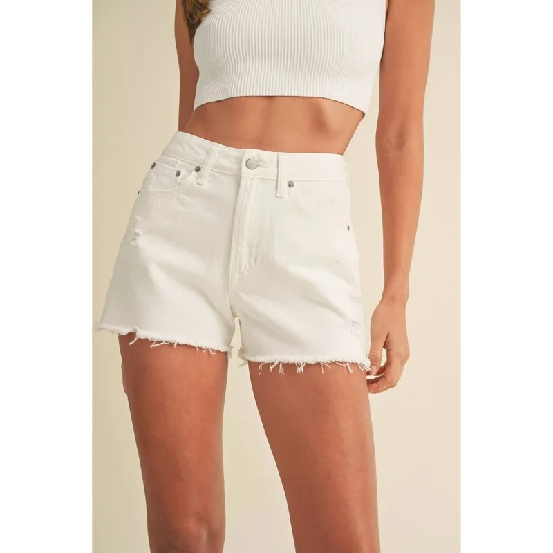 High-Rise A-Line Denim Shorts