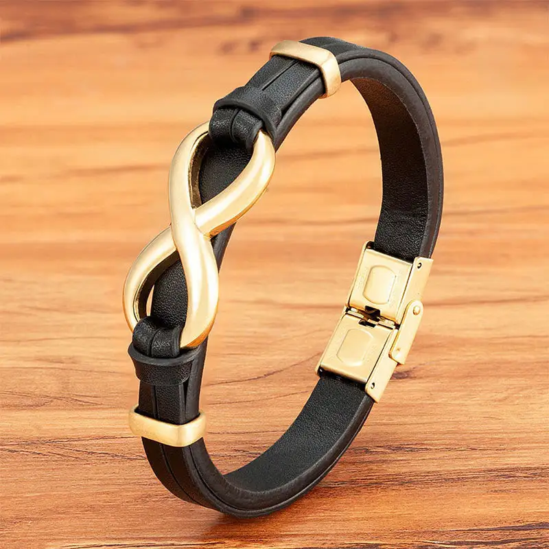 Infinitely Design Titanium Steel Leather Bracelet