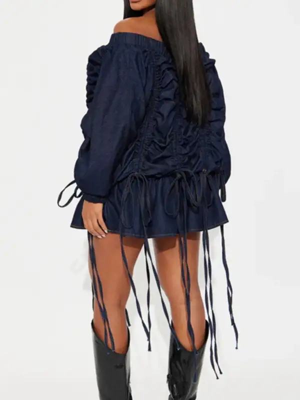 Denim Ruched Dress Casual