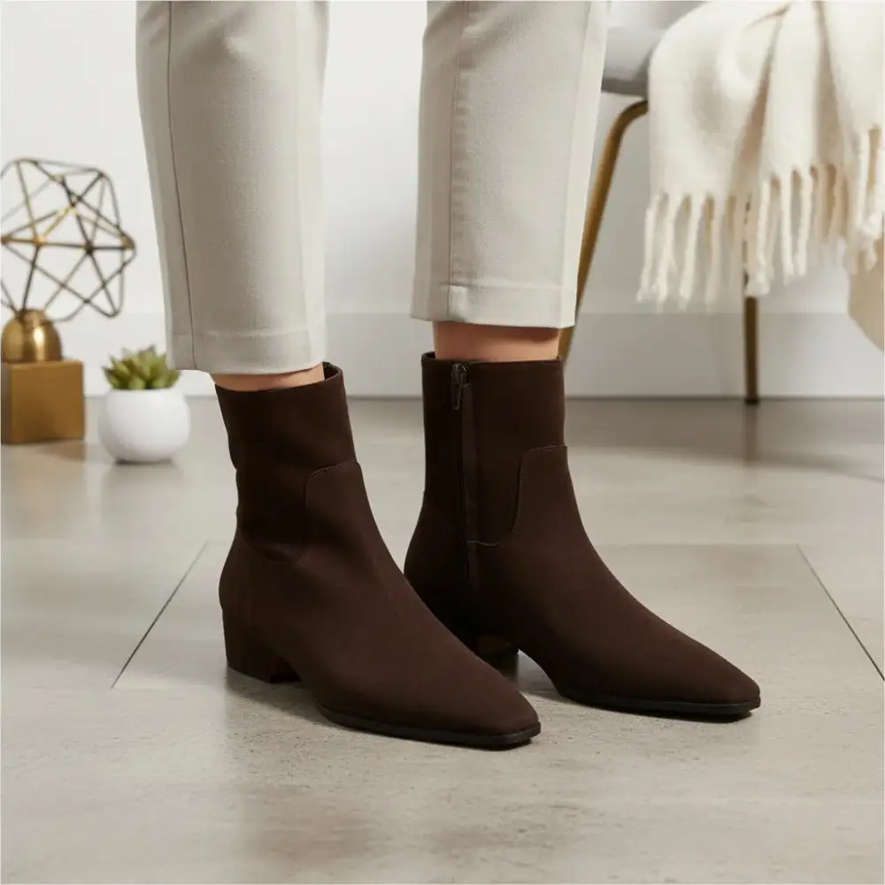 Dusty Square Toe Suede Ankle Bootie