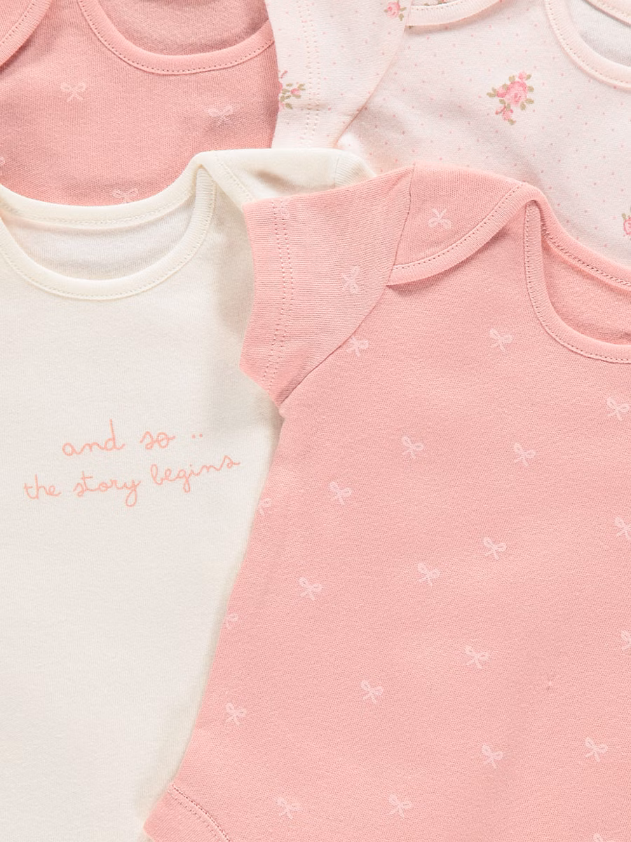 Pink Bow Spot Short Sleeve Bodysuits 7 Pack detail 1