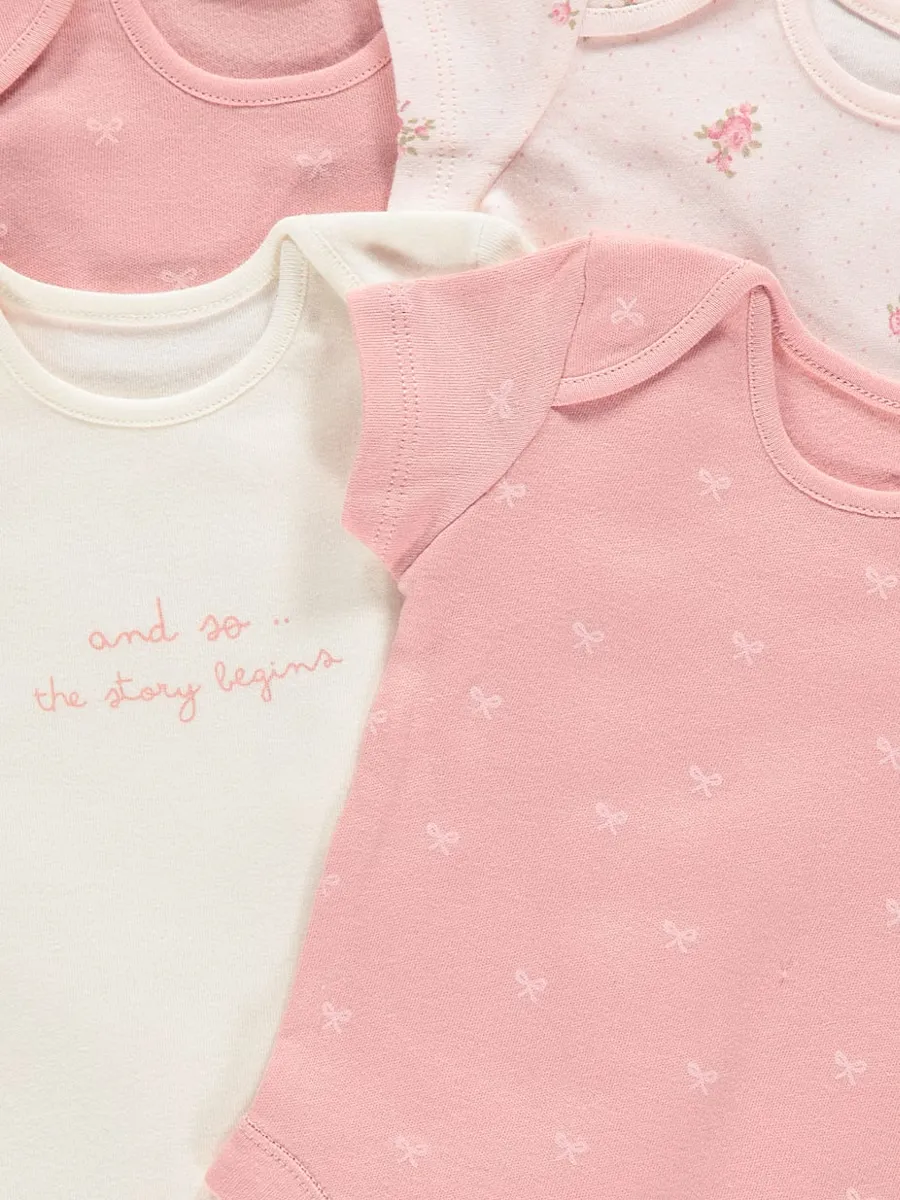 Pink Bow Spot Short Sleeve Bodysuits 7 Pack