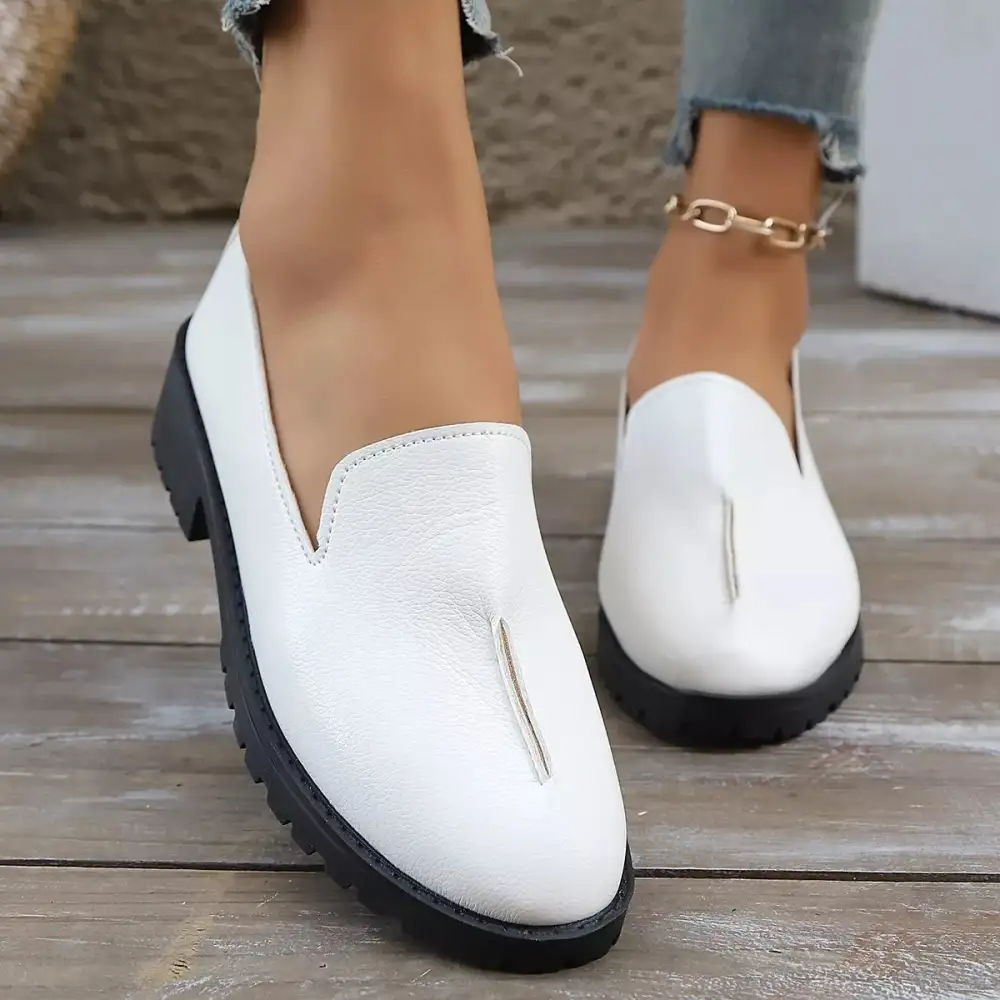 Refined Round Toe Block Heel Loafers