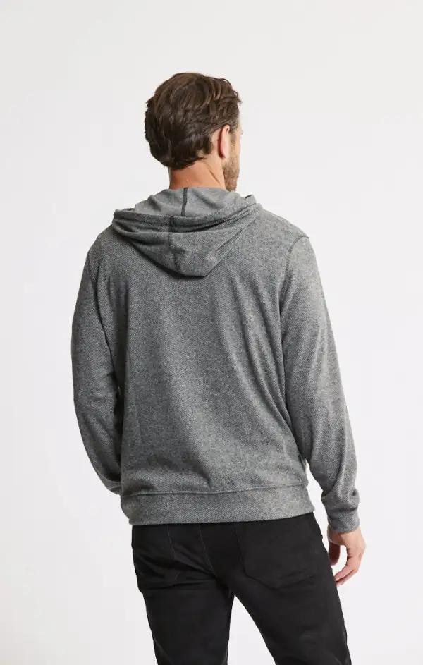 Knit Flannel Pullover Hoodie