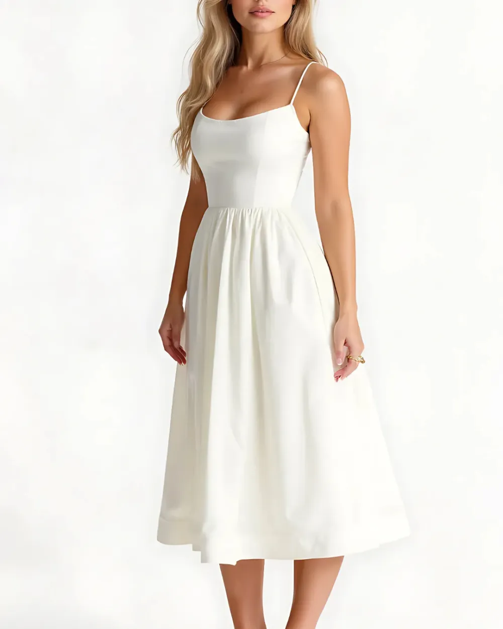 A Line Midi Dress Flared Skirt