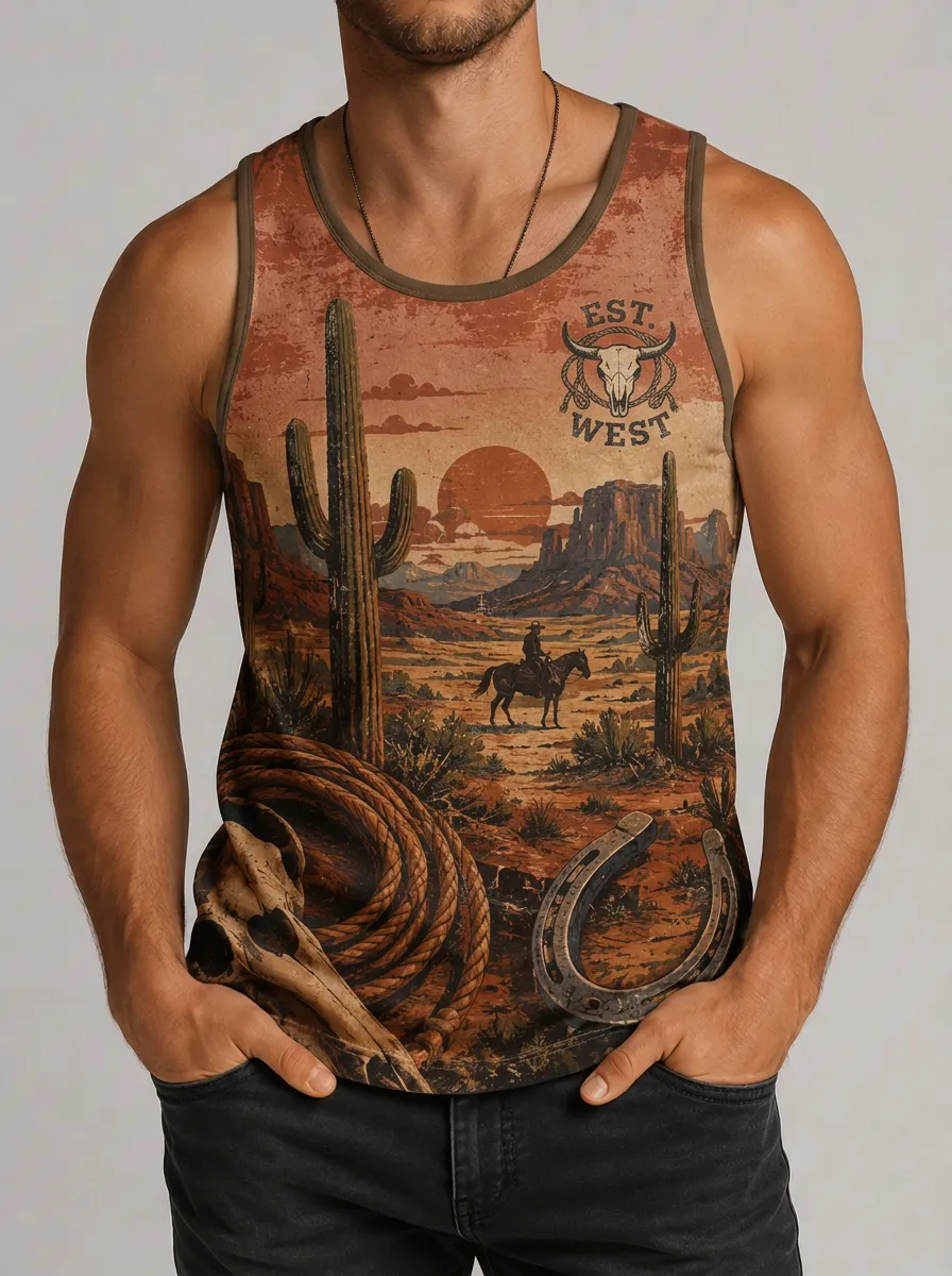Men's Desert Graphic Print Tank Top