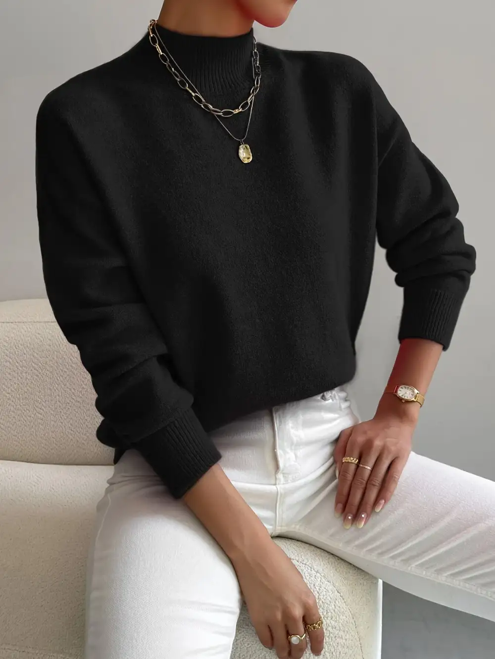 Knit Turtleneck Knit Sweater