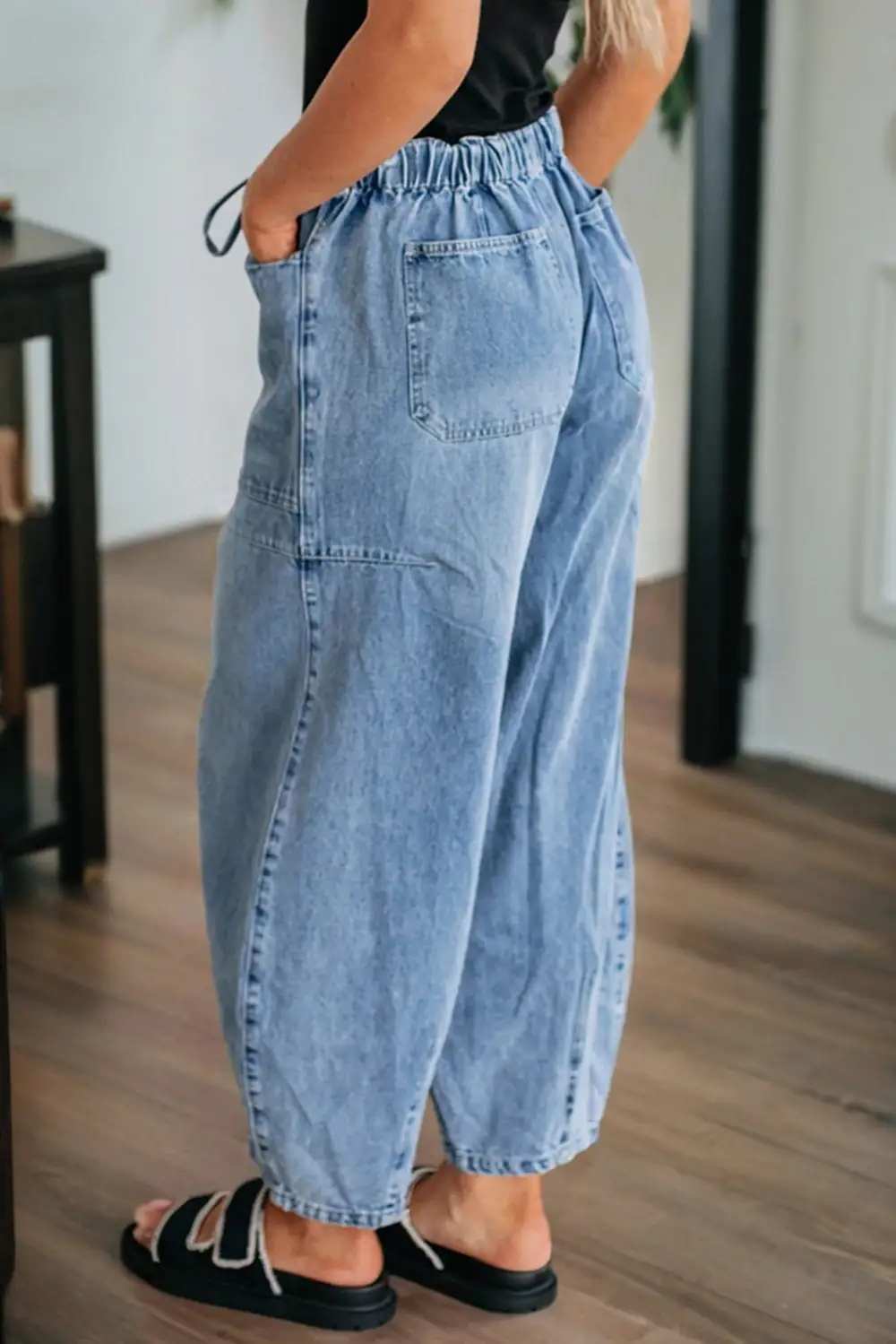 Wrap Woven Denim Jeans