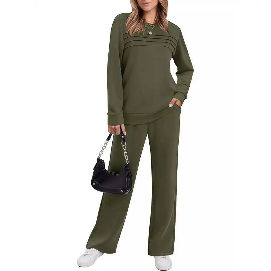 Full Size Casual Long Sleeve Top and Pants Set Plus Size