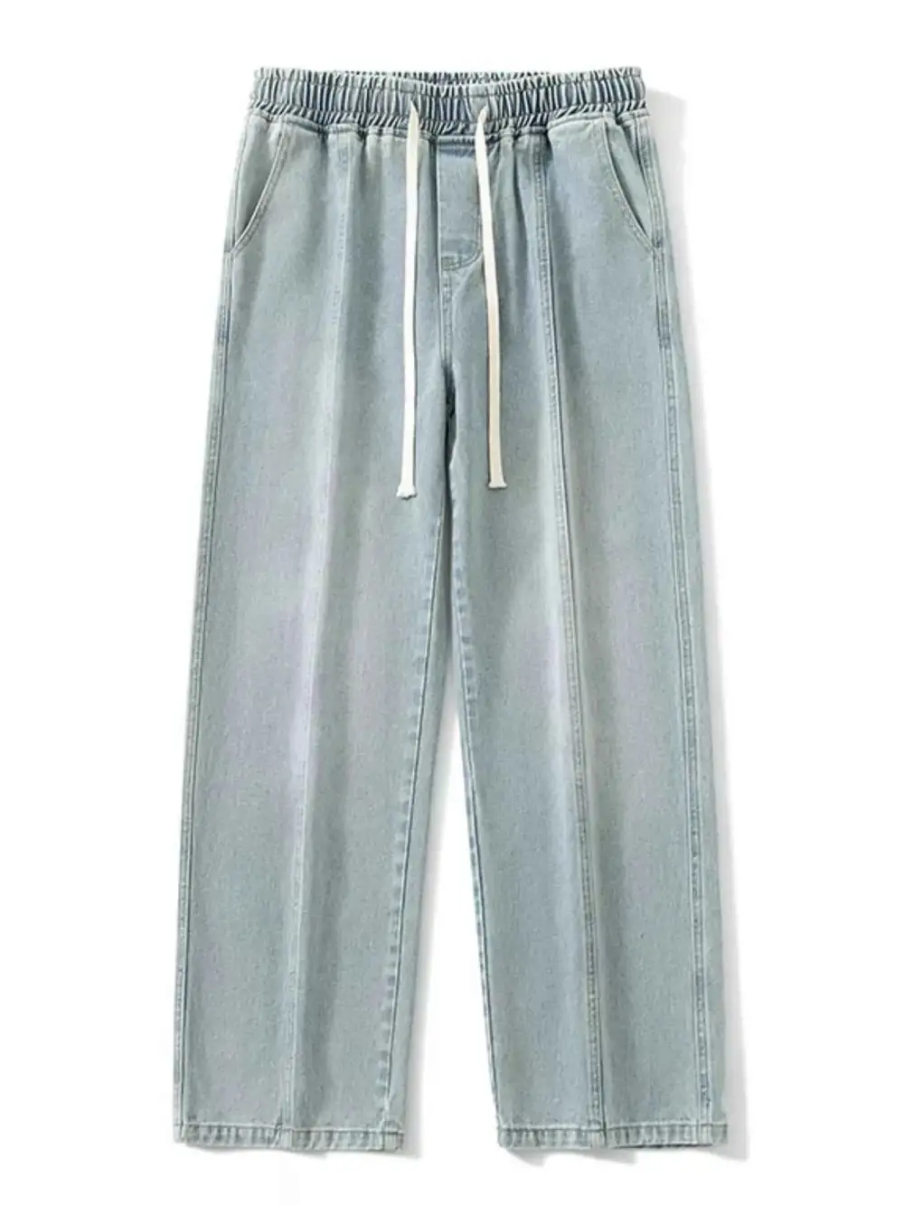 Relaxed Fit Wide Leg Drawstring Jeans