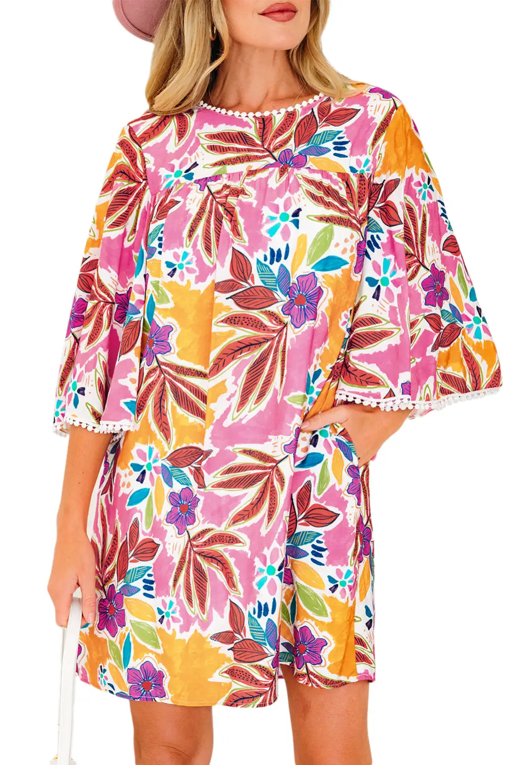 Easy Fit Floral Printed Lace Mini Dress