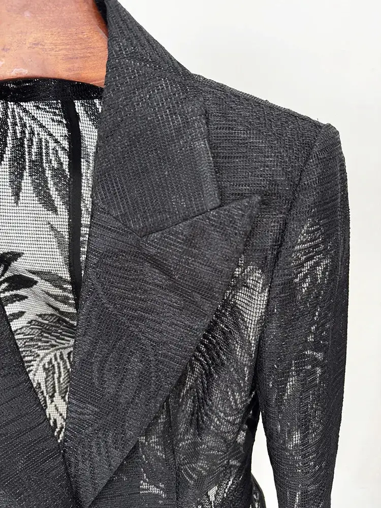 Embroidered Mesh Blazer