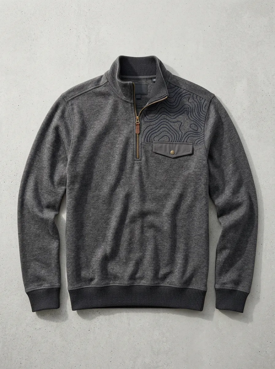 Patterned Half-Zip Topographic Men's Half-Zip Sweatshirt