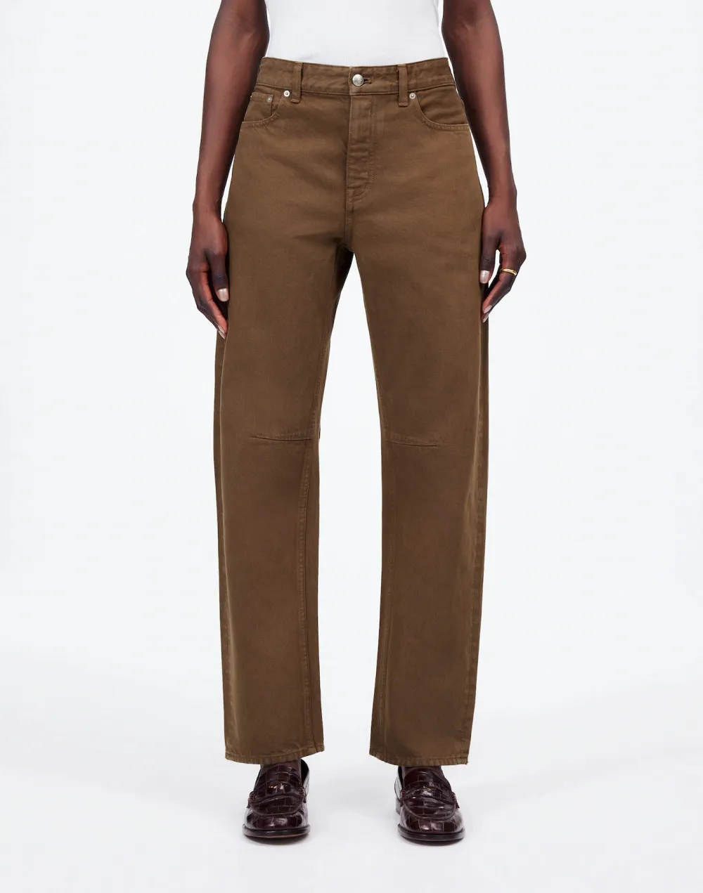 The Darted Barrel-Leg Jean In Garment-Dyed Denim
