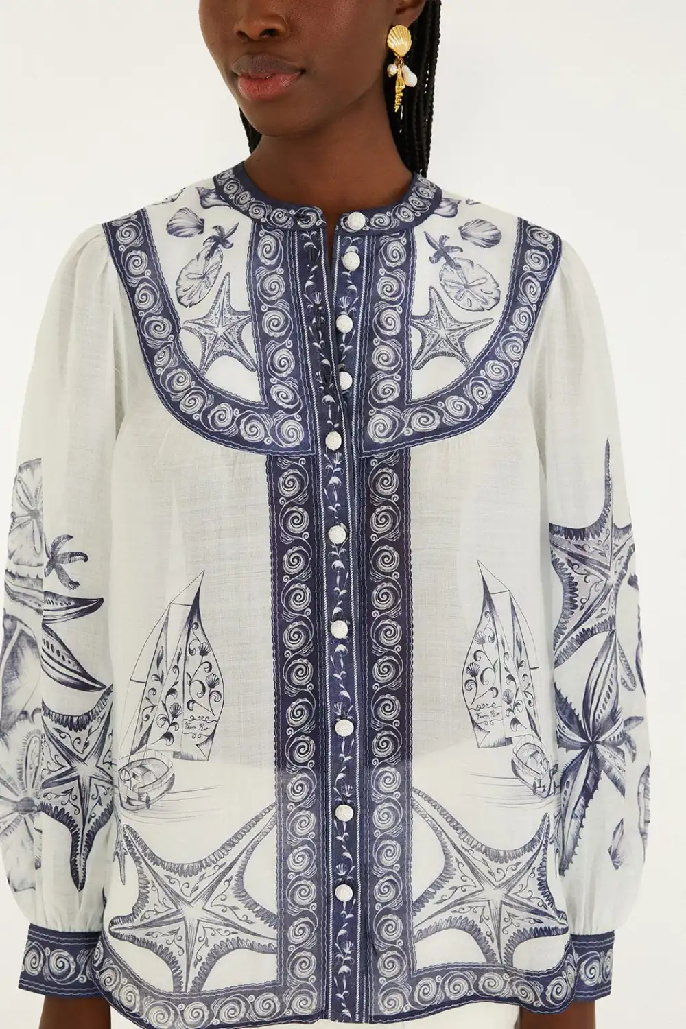 Modern Scarf-Detail Long-Sleeve Blouse