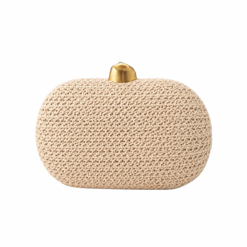 Twist Straw Clutch Crossbody Bag - Khaki