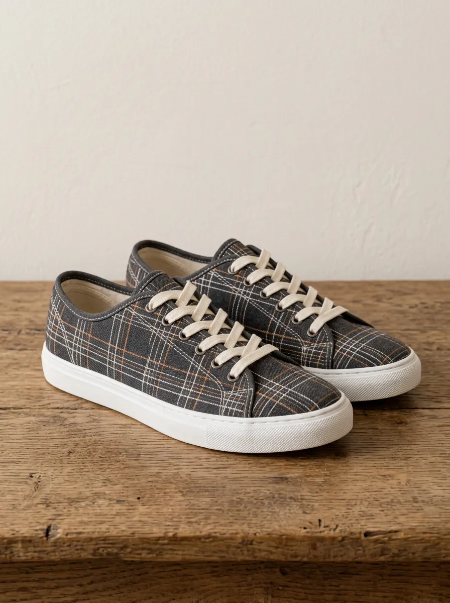 Men's Modern Plaid Pattern Patterned Canvas Shoes