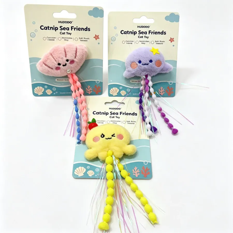 Soft Plush Cat Toy with Catnip Filling Bead Tassel Interactive Play Toy Reduce Boredom for Cats Kitten