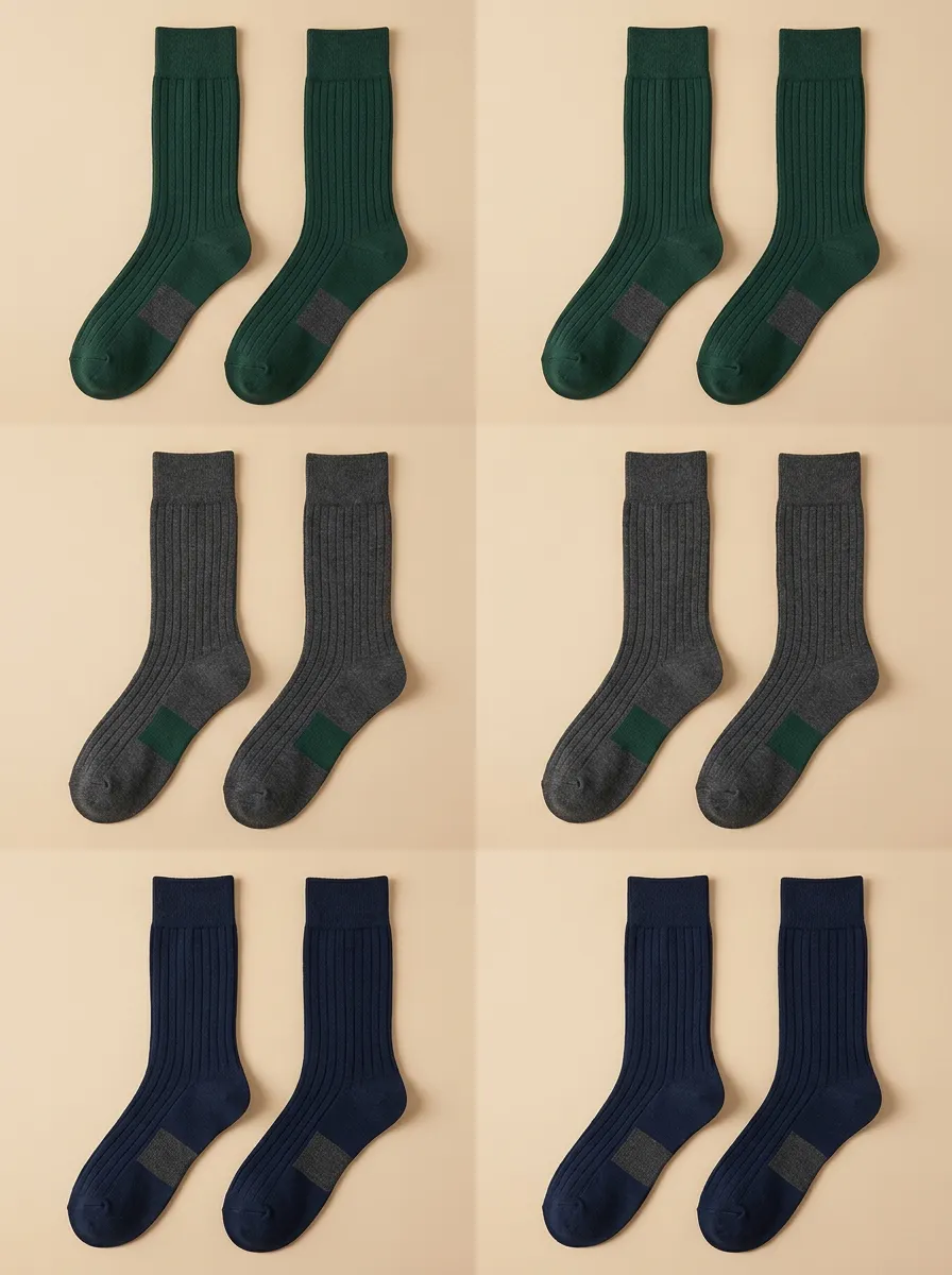 Men's Multipack Colorblock Ribbed Ribbed-Cuff Vertical-Rib Reinforced-Toe-Heel Crew Socks