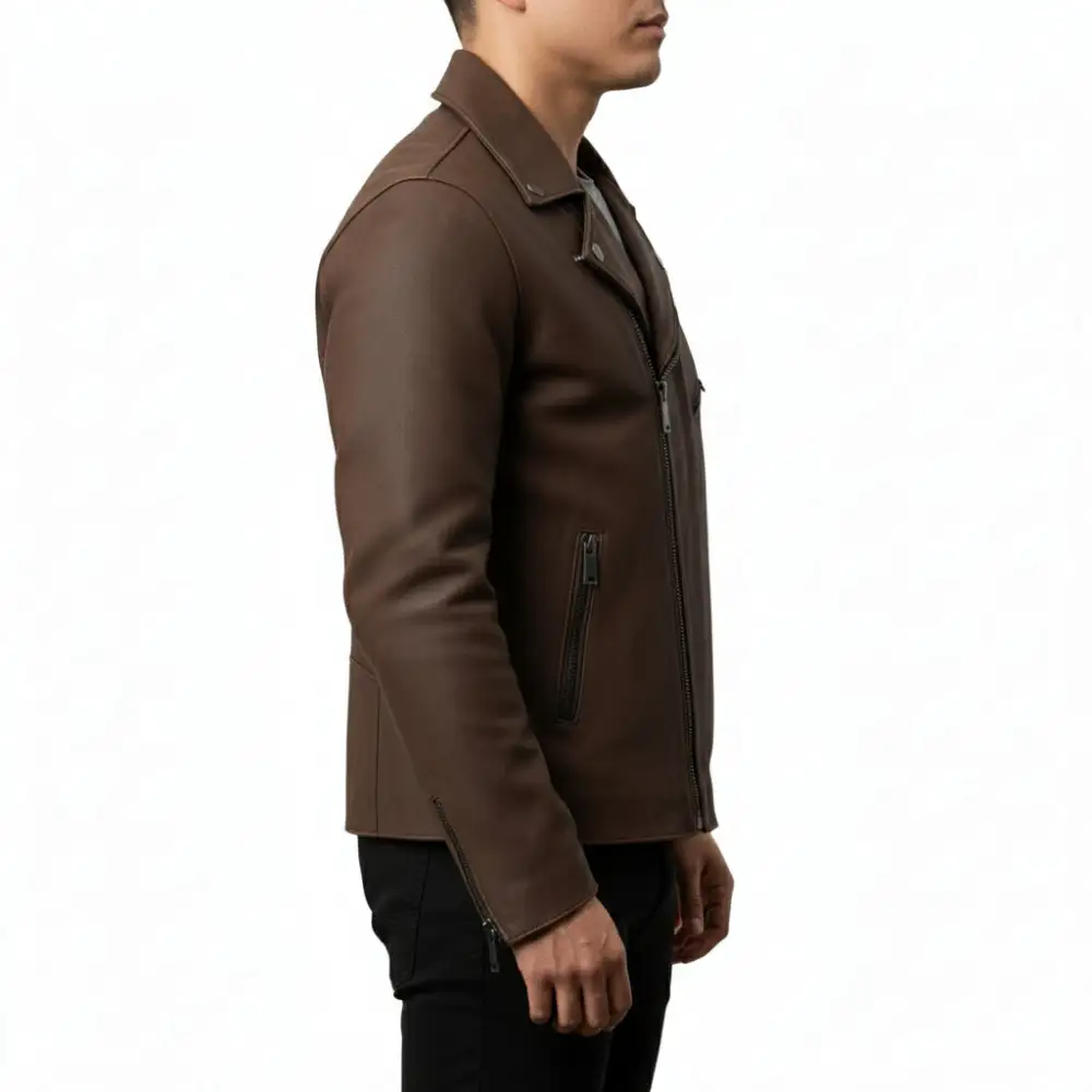 Leather Biker Cafe Racer Jacket