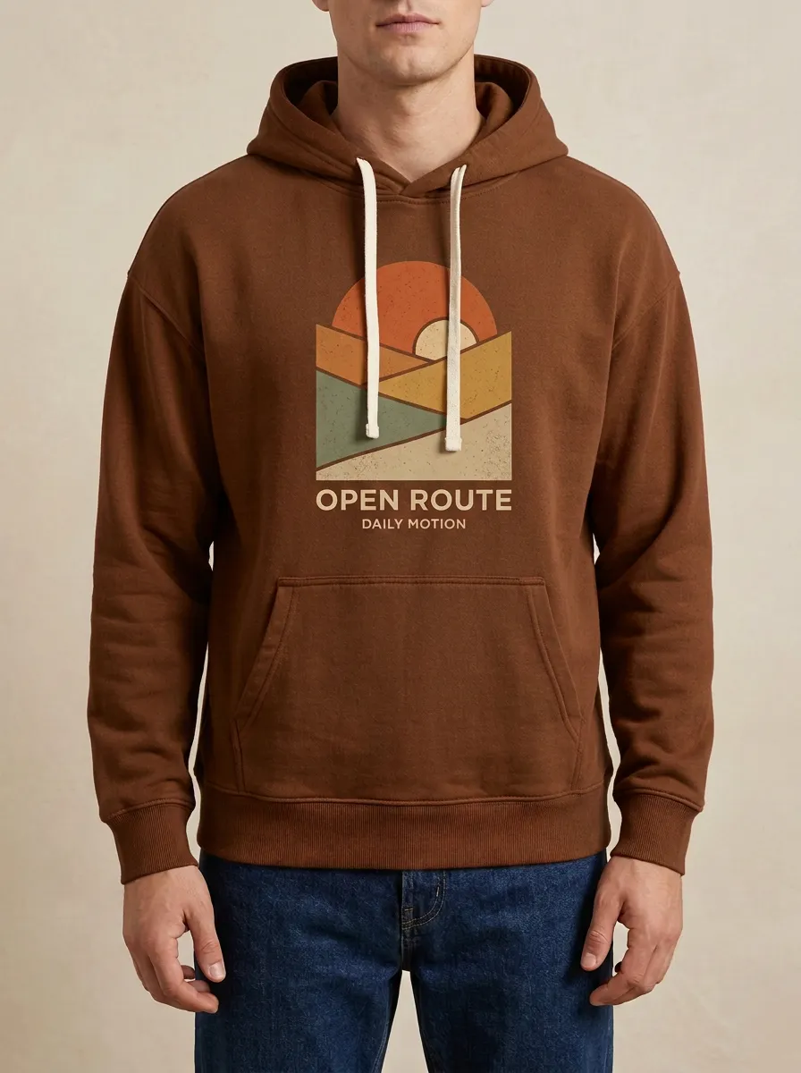 Men's Open Route Sunset Landscape Print Hoodie