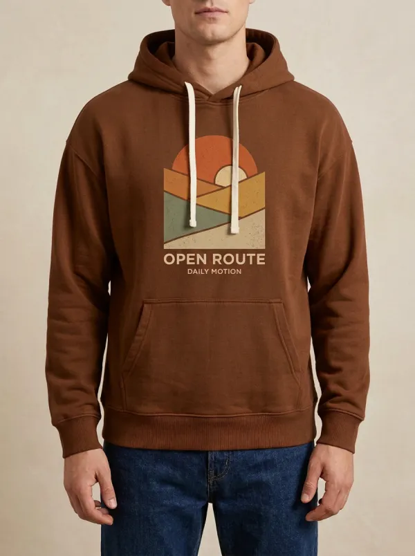 Men's Open Route Sunset Landscape Print Hoodie
