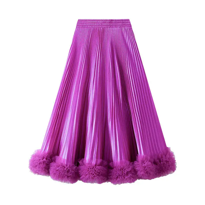 Comfort A-Line Midi Skirt With Ruffled Hem