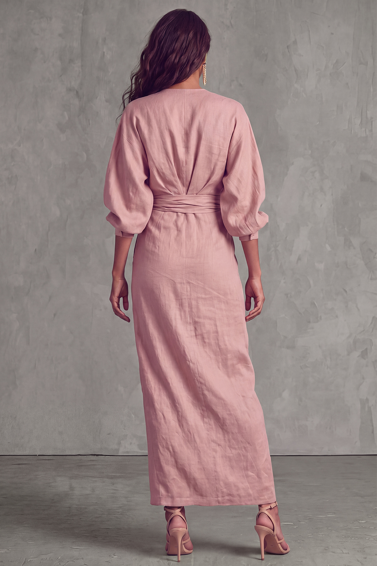Plunge Neck Slit Maxi Dress