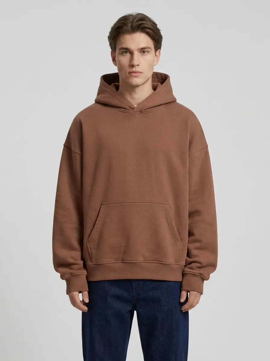 Simple Layer Plain Unisex Casual Hoodie