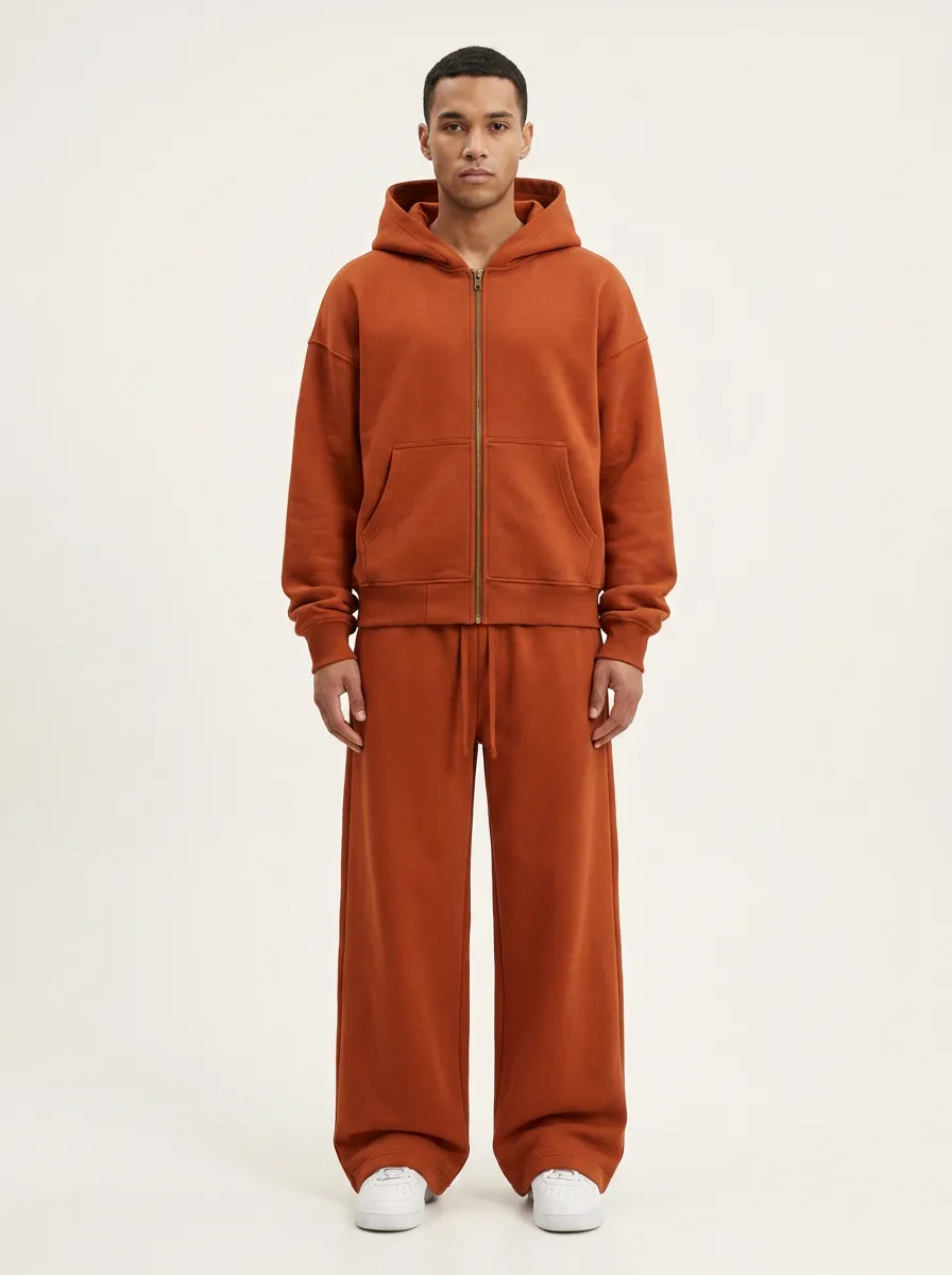 Unisex Zip-Up Hoodie Sweatpants Daily Sport Set