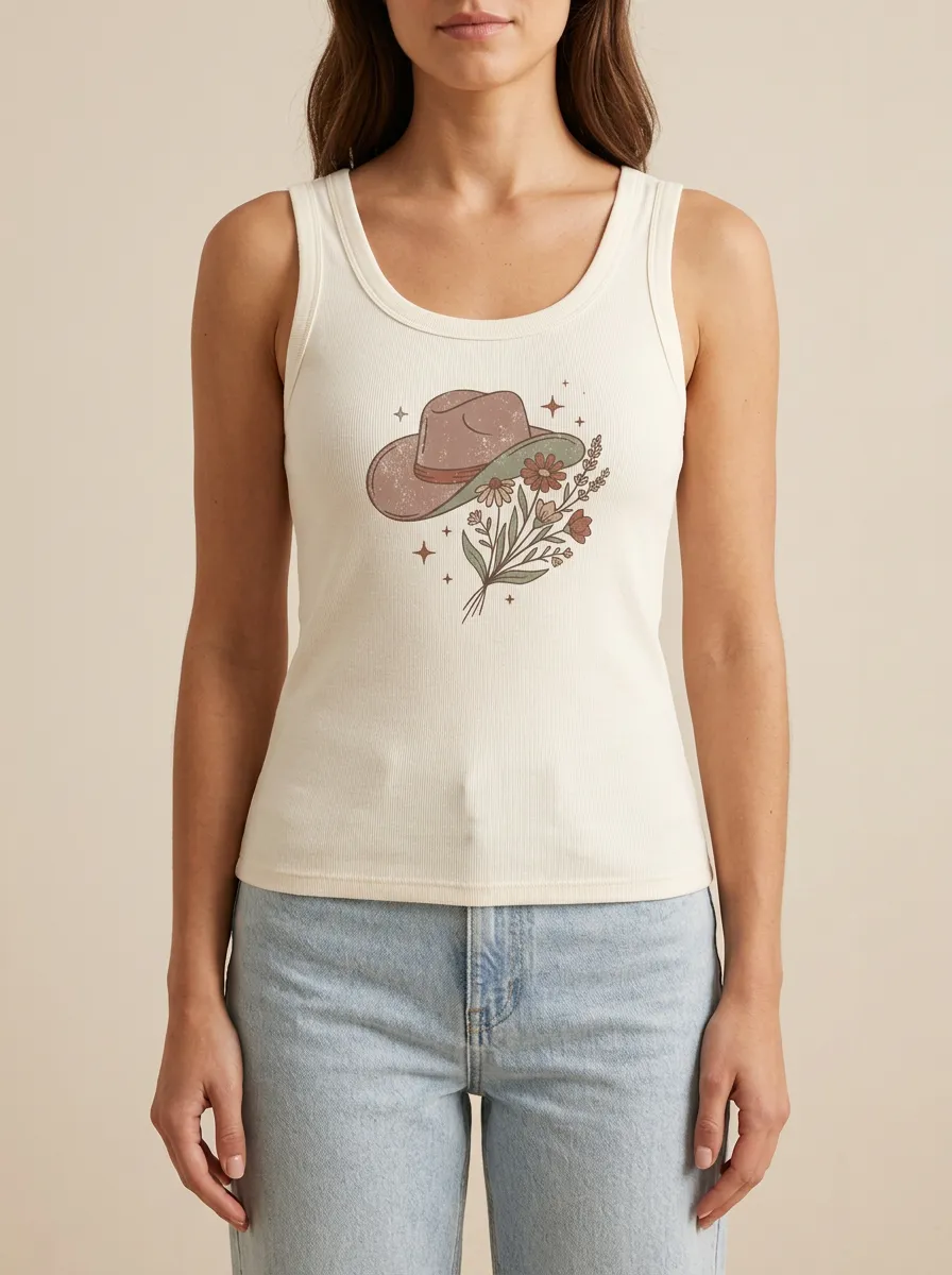 Festival Floral Built-In Bra Tank Top