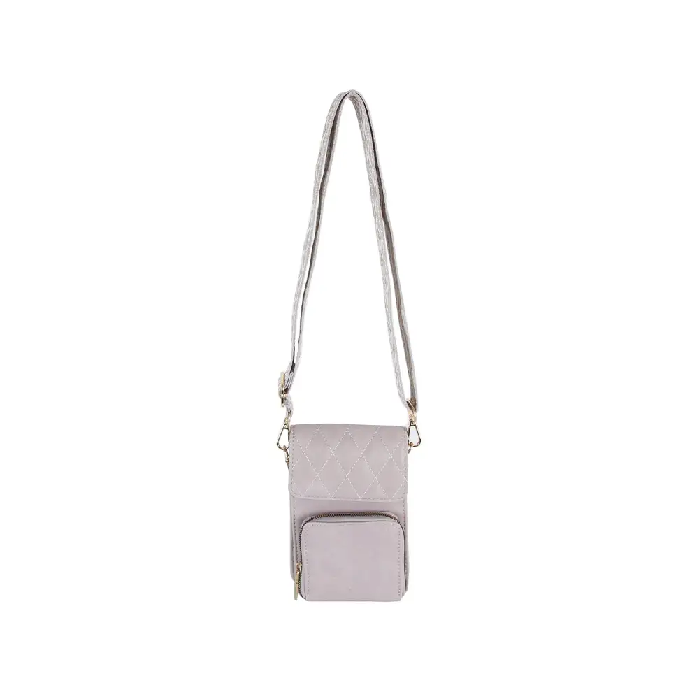 Quilted Flap Front Pocketed Faux Leather Crossbody Bag