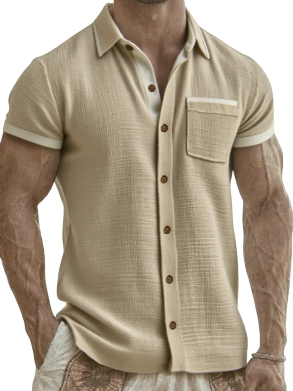 Linen Blend Pocket Shirt