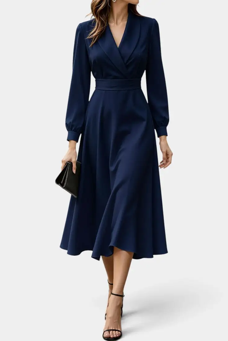 Satin Wrap Midi Dress