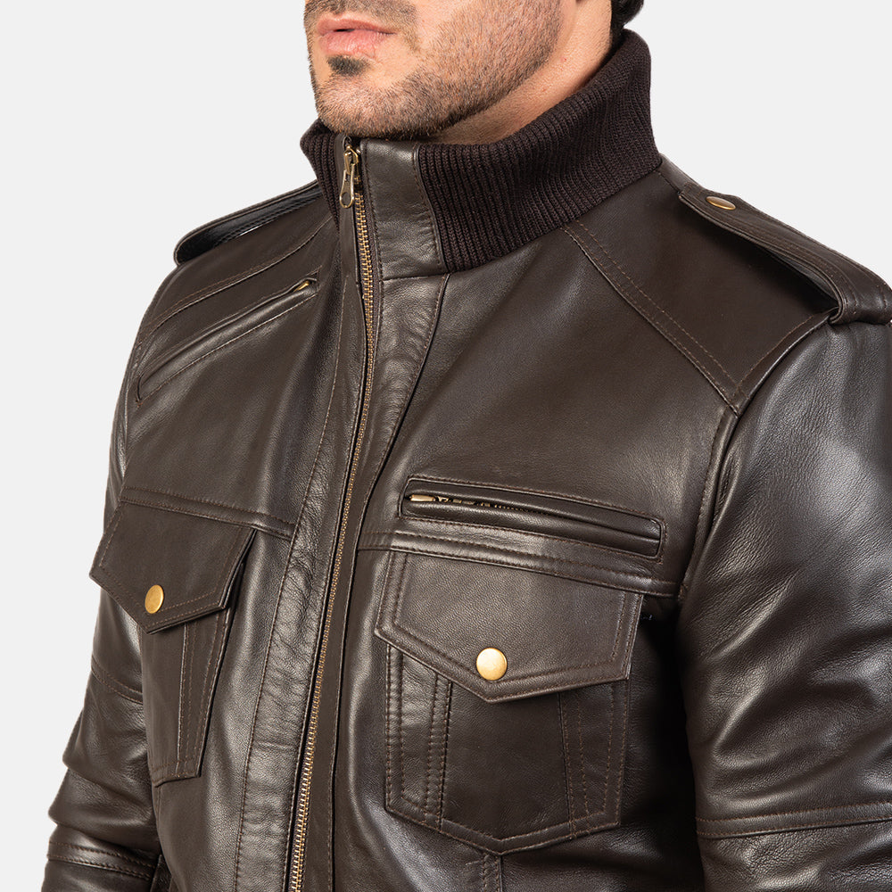 Men's Classic Minimal Bomber Leather Jacket