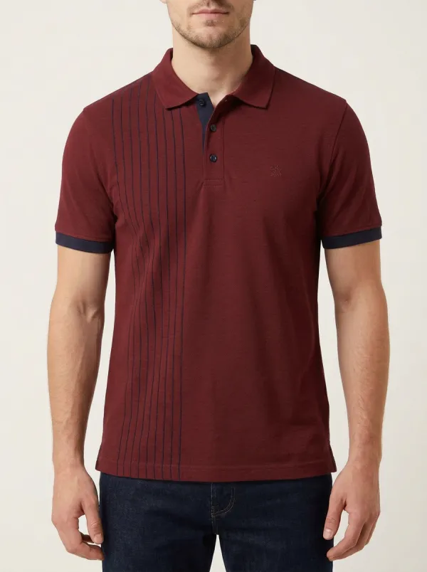 Men's Casual Minimalist Vertical Stripe Printed Polo Shirt