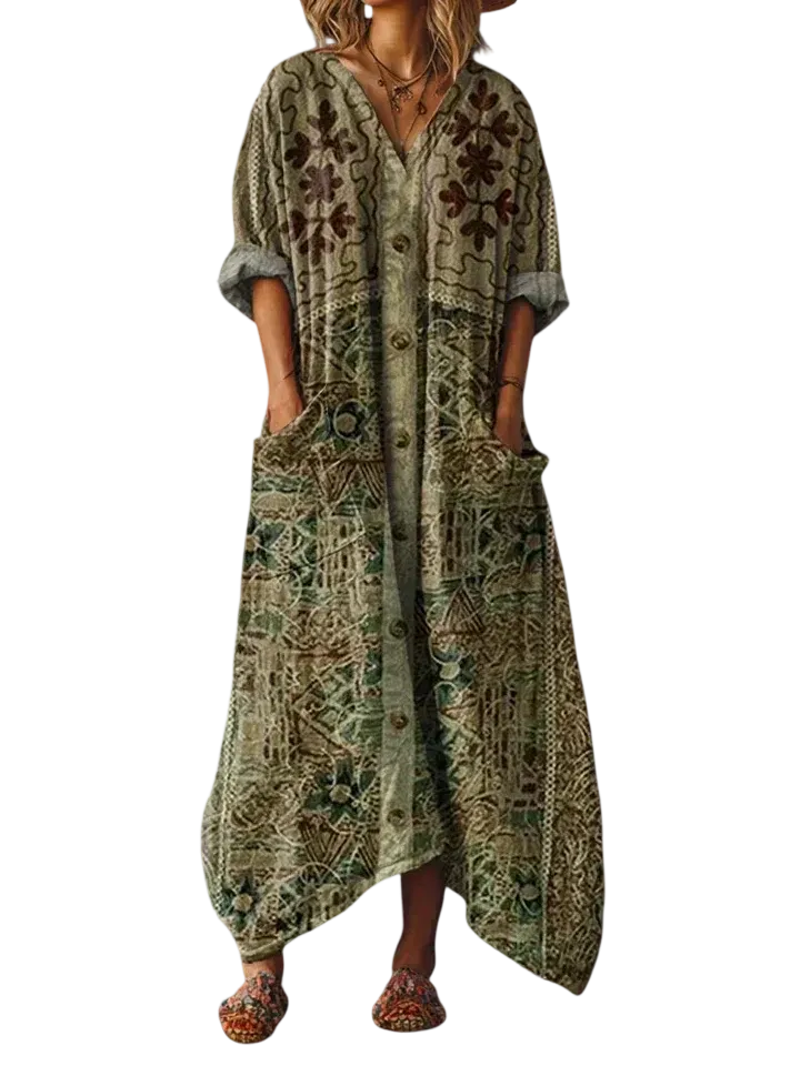 Elegant Dress with Oversized Pockets